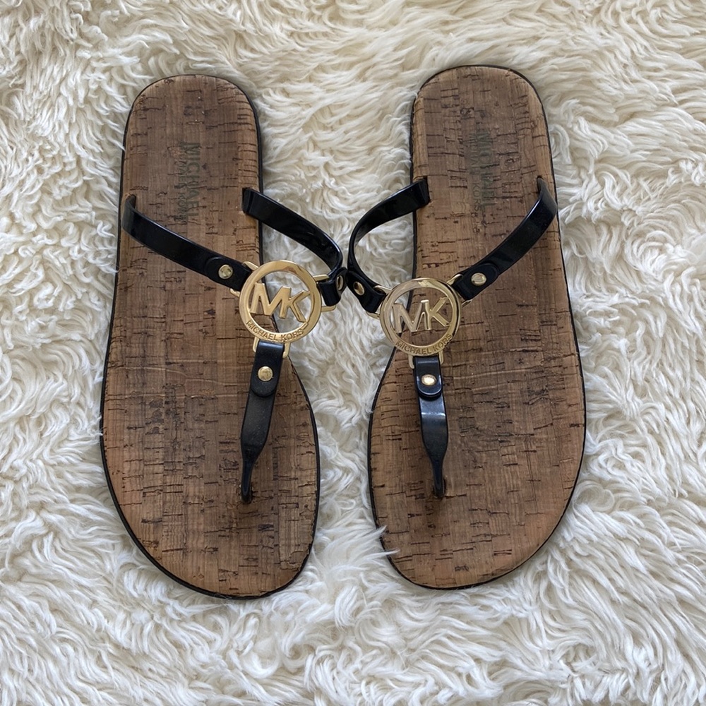 Michael Kors Black and Gold Sandals